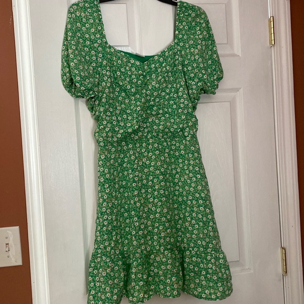 Green floral dress